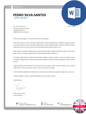 carta de apresentação editável em Word - versão inglesa