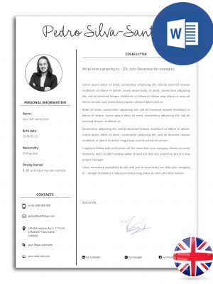 modelo de carta de apresentação editável em Word (versão inglesa)