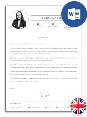 modelo de carta de apresentação editável em Word (versão inglesa)