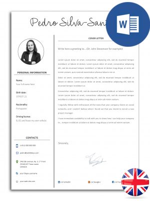 modelo de carta de apresentação editável em Word (versão inglesa)