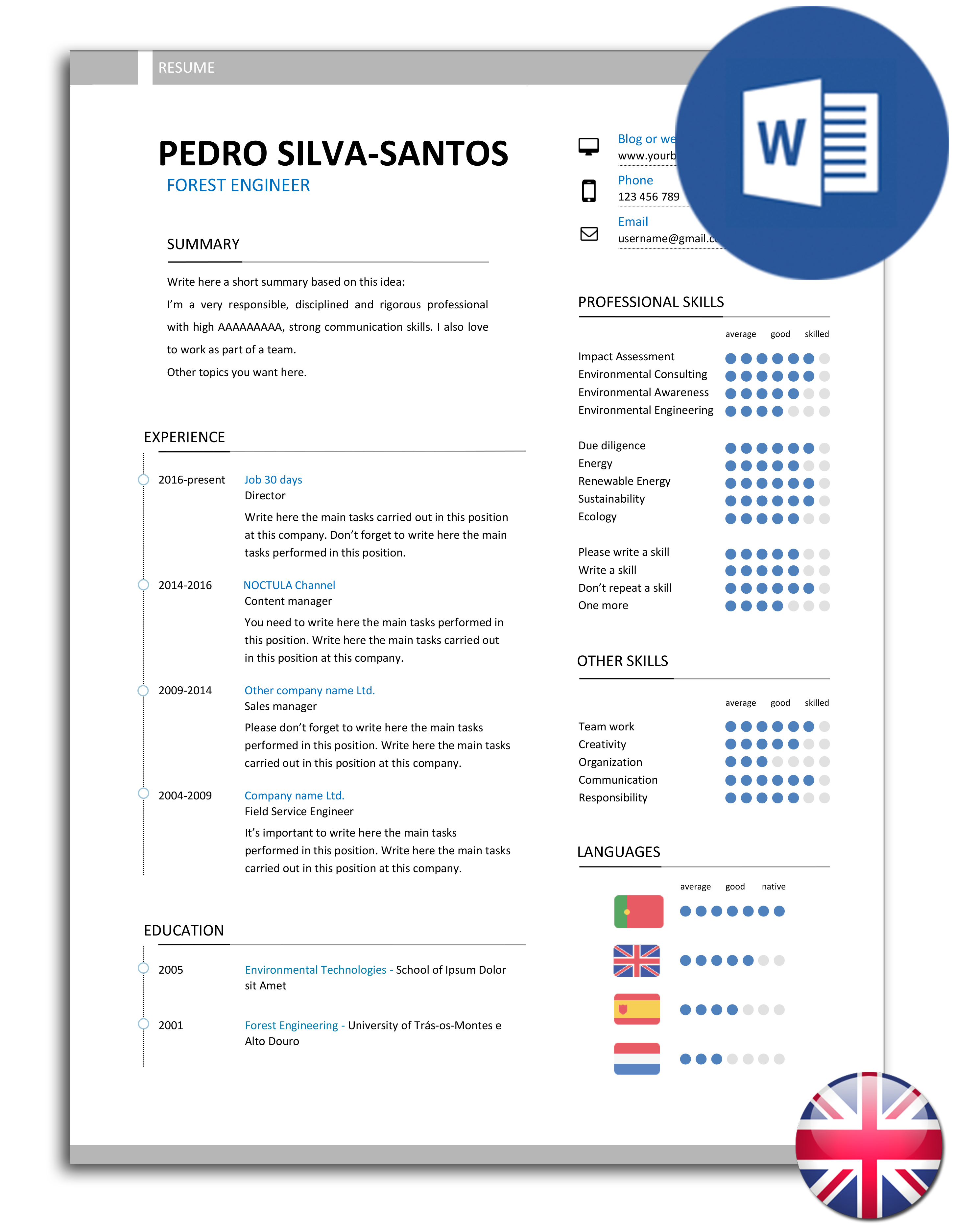 Exemplo De Curriculum Vitae Em Ingles