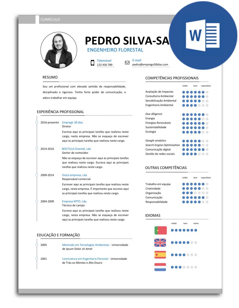 CV-PSS-E30D-007 - modelo de curriculo editavel em word