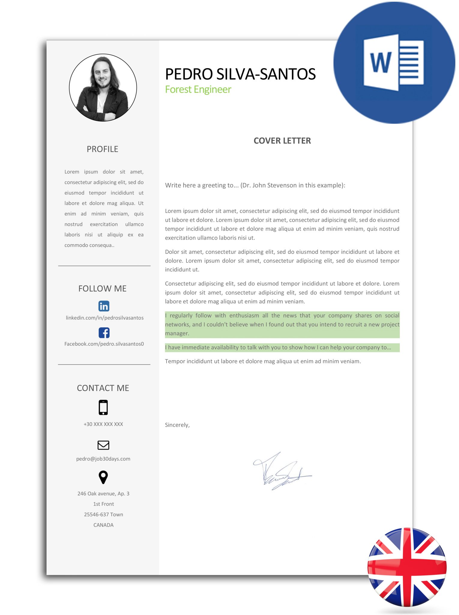 Cover letter model