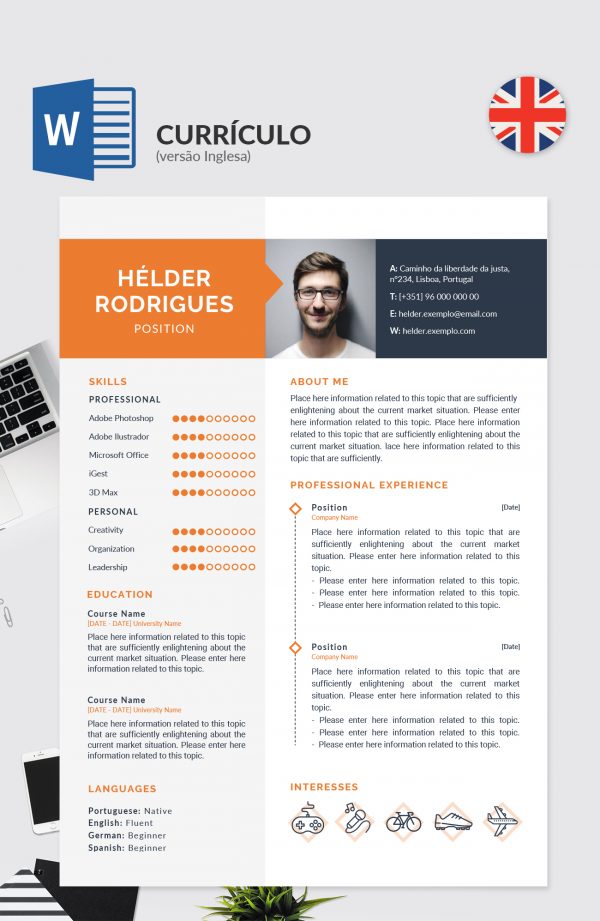 O Melhor Modelo De Currículo Editável Em Inglês Noctula Store
