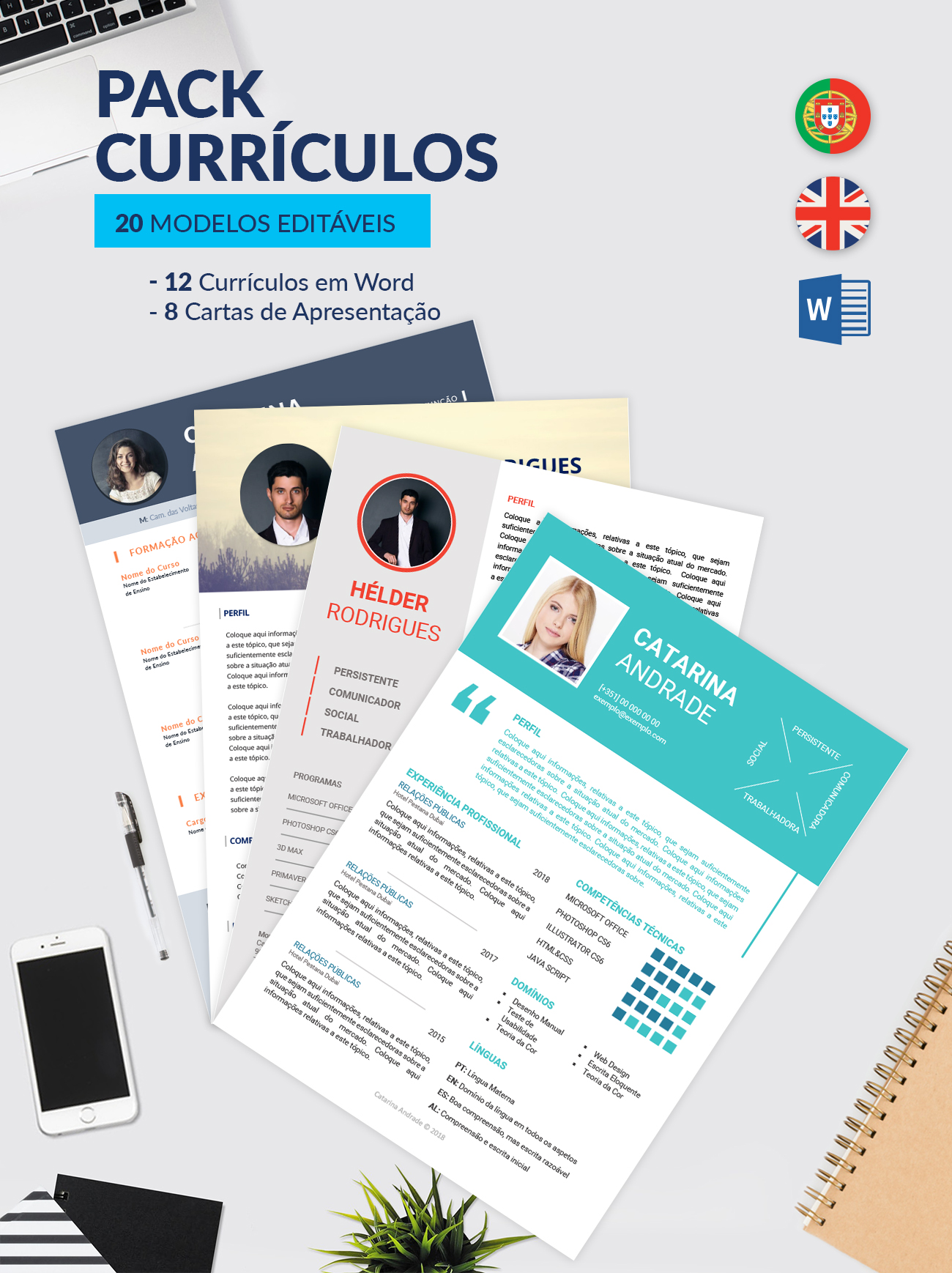 Pack de currículos e cartas de apresentação - NOCTULA store